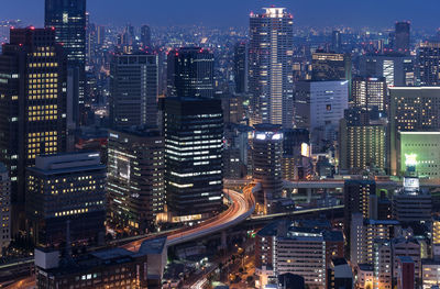 Illuminated cityscape at night