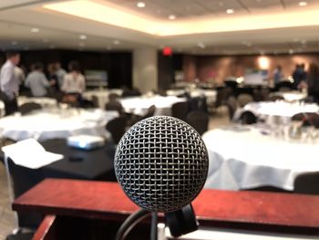 Close up of microphone in concert hall