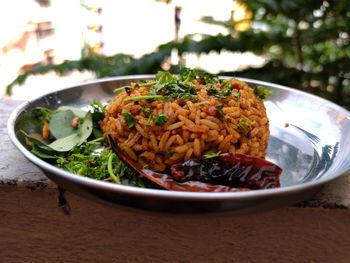 Close-up of meal served in plate