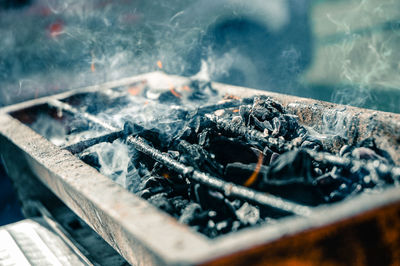 High angle view of bbq