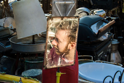 Portrait of boy in car