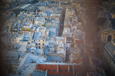 High angle view of buildings in city