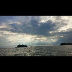 Scenic view of sea against cloudy sky