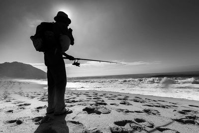 Rear view of man standing on beach