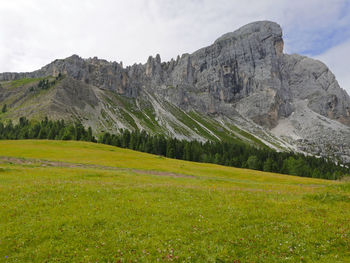 Scenic view of landscape and mountains against sky