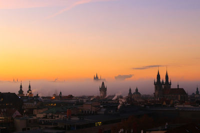 View of cityscape at sunset