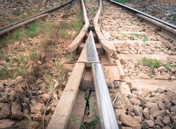 Railroad tracks on railroad track