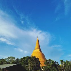 Low angle view of temple against sky