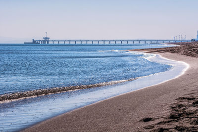 Scenic view of sea against clear sky