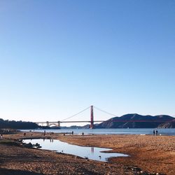 Suspension bridge against clear sky