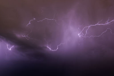 Lightning in stormy skies.