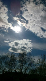 Low angle view of silhouette trees against sky