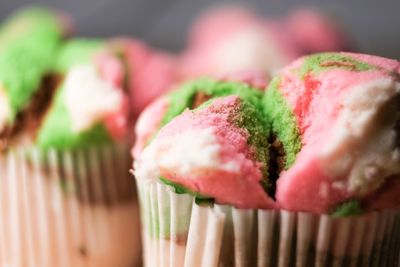 Close-up of cupcakes on table