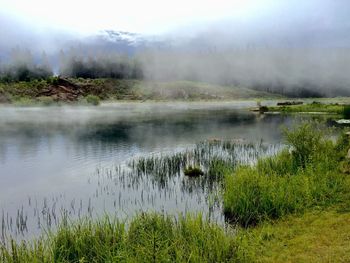 Scenic view of lake against sky
