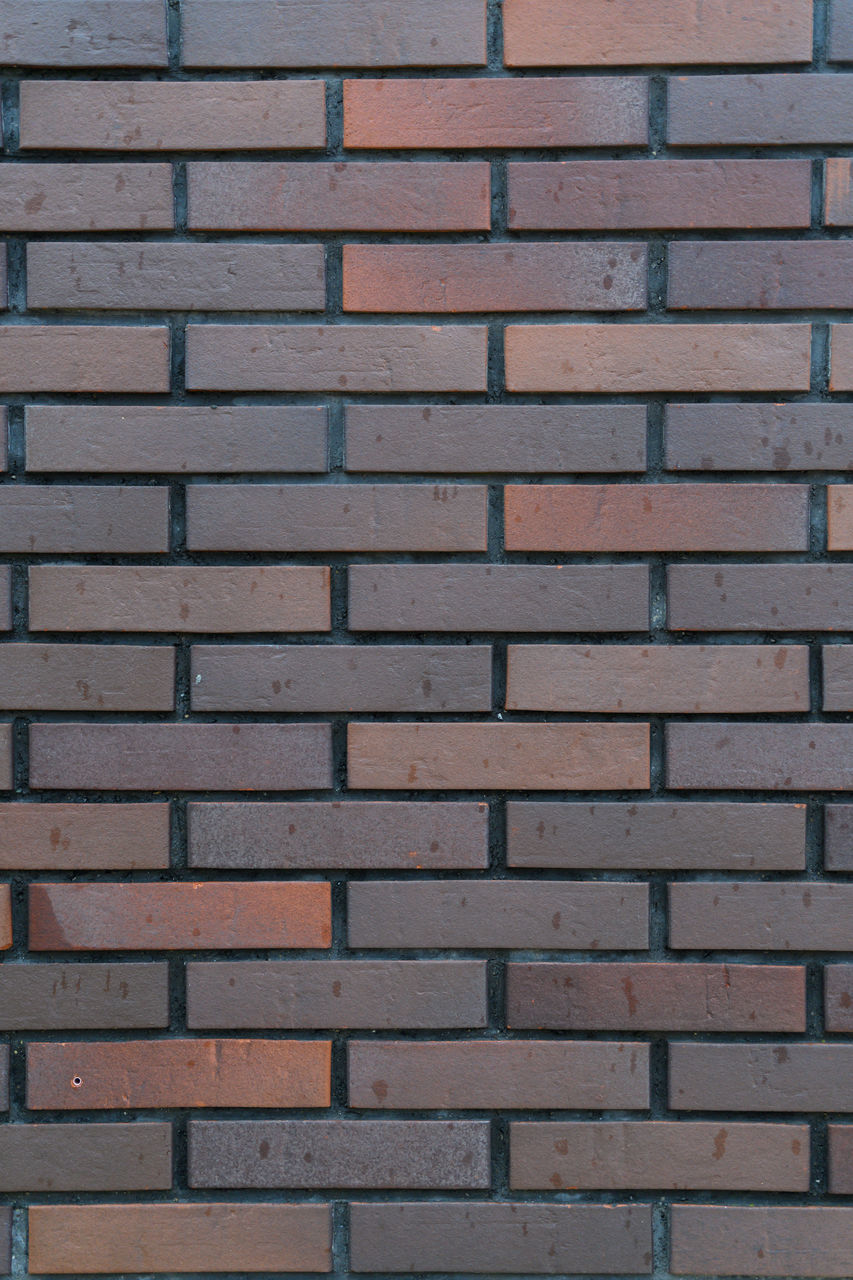 FULL FRAME SHOT OF BRICK WALL WITH WINDOWS