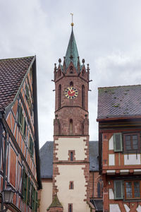 View to st. gallus church from market square in ladenburg, germany