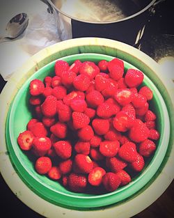 Close-up of strawberries in bowl