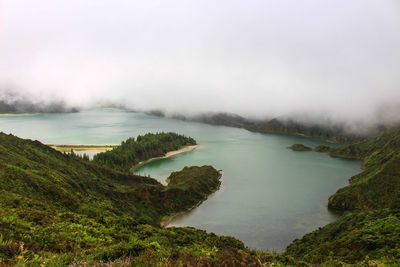 Scenic view of lake against sky