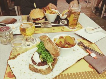 Close-up of food served on table