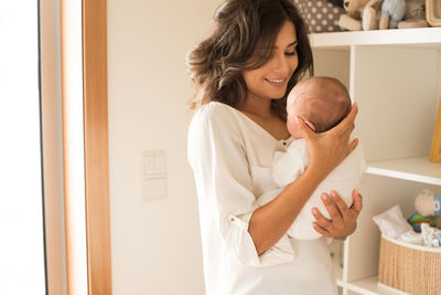 Mother and daughter at home