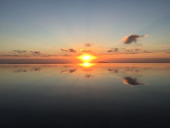 Scenic view of sunset over sea