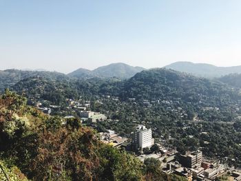 Scenic view of mountains against clear sky