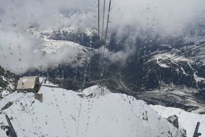 Scenic view of snowcapped mountains during winter