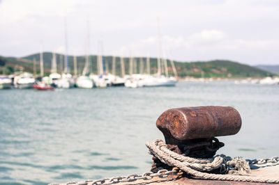 View of boats in harbor