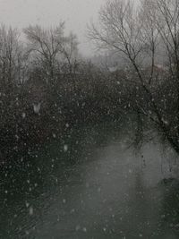 View of snow covered landscape during rainy season