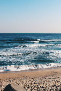 Scenic view of sea against clear sky