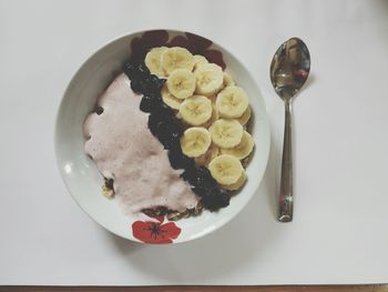 Directly above shot of ice cream in bowl