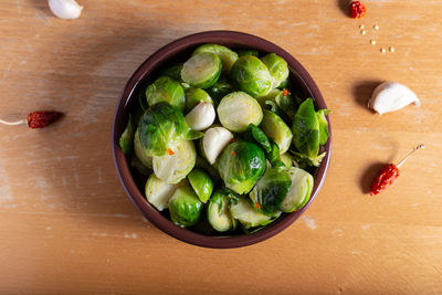 High angle view of food on table