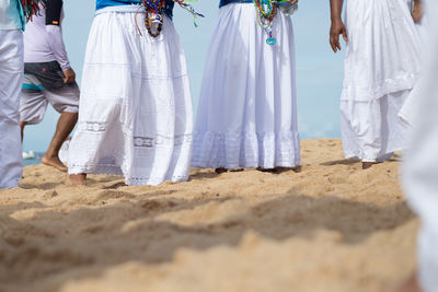 Members of candomble are seen on the beachfront paying homage to iemanja 