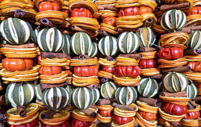 Full frame shot of multi colored for sale in market