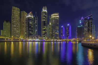 City lit up at night