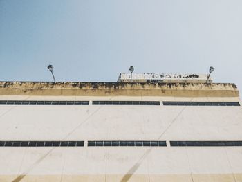 Low angle view of wall against clear sky