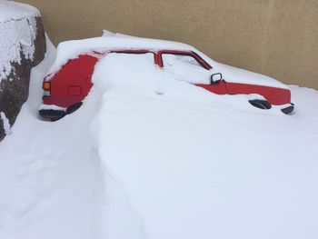 Close-up of snow on road