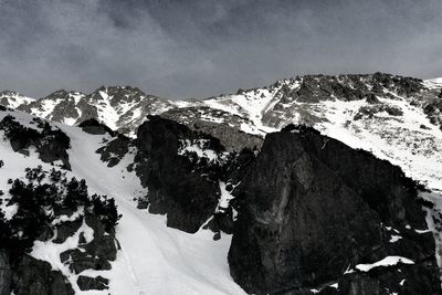 Scenic view of snow covered mountains against sky