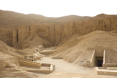 Scenic view of desert against clear sky