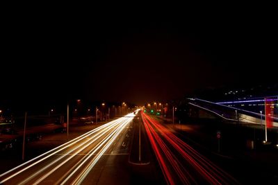 Blurred motion of road at night