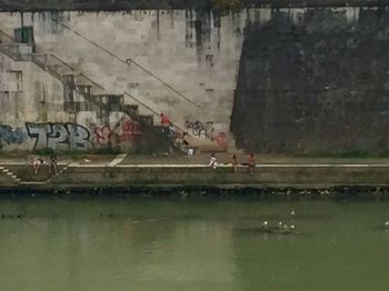 Reflection of woman in water