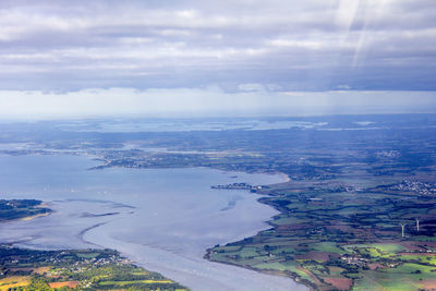 Aerial view of sea against sky