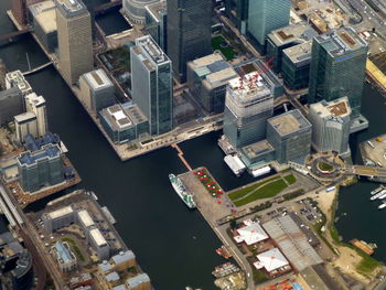 High angle view of buildings in city