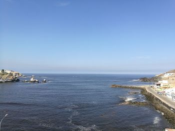 Scenic view of sea against clear sky