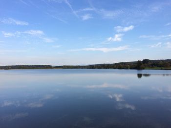 Reflection of clouds in calm lake