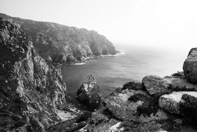 Scenic view of sea against clear sky