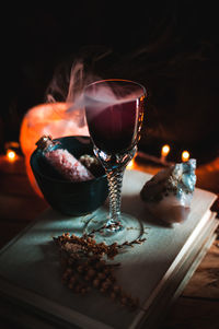 Magic potion in a glass. magic and wizardry concept