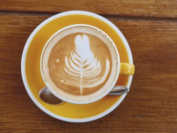 High angle view of coffee on table