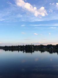 Scenic view of lake against sky at sunset