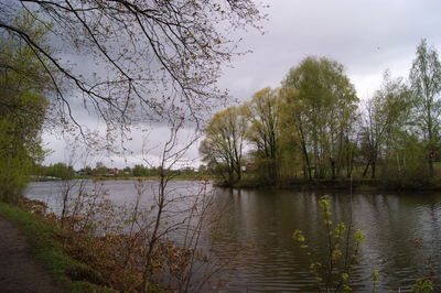 Scenic view of lake against sky